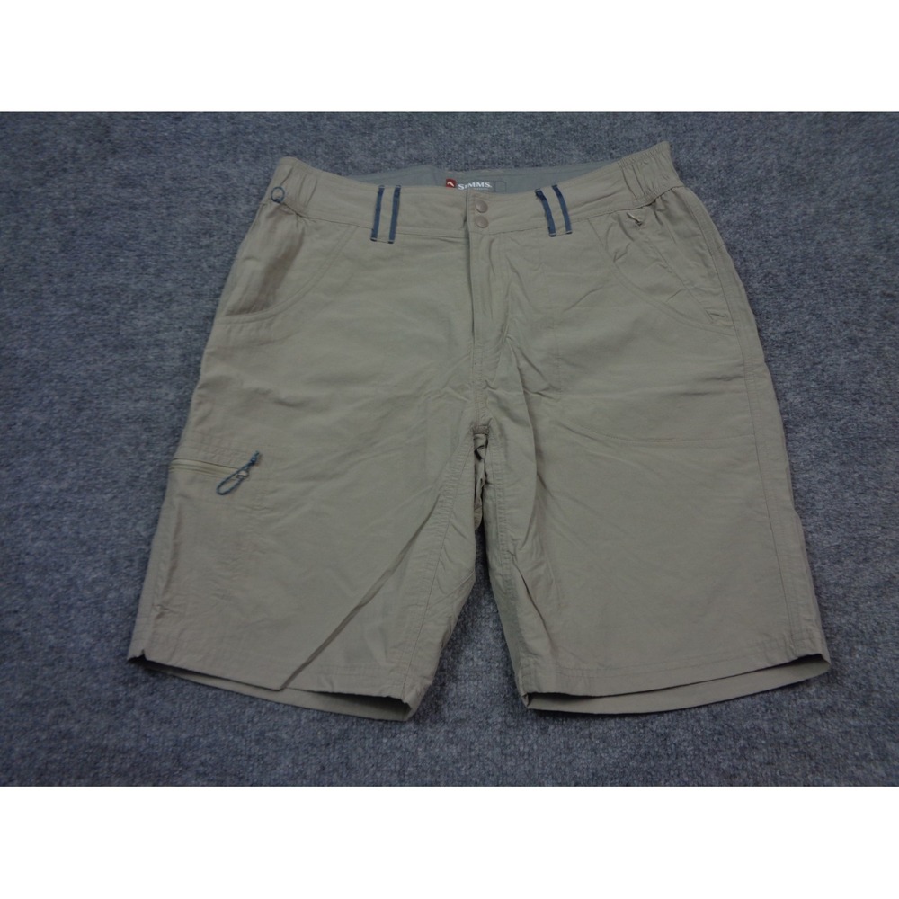 Simms Fishing Guide Series Shorts Mens M Beige Cargo Stretch Fishing 9" Outdoor